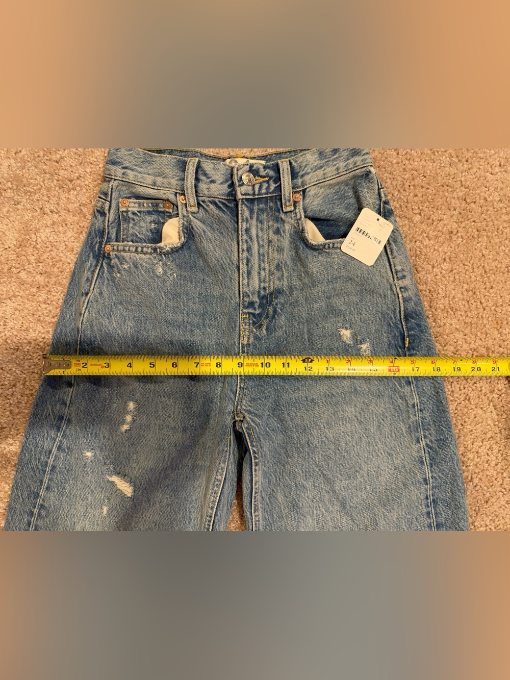 Free People We The Free Wide Leg Distressed Jeans Light Wash Size 24 NWT - Picture 6 of 8